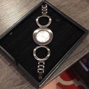 Pewter or silver contemporary watch